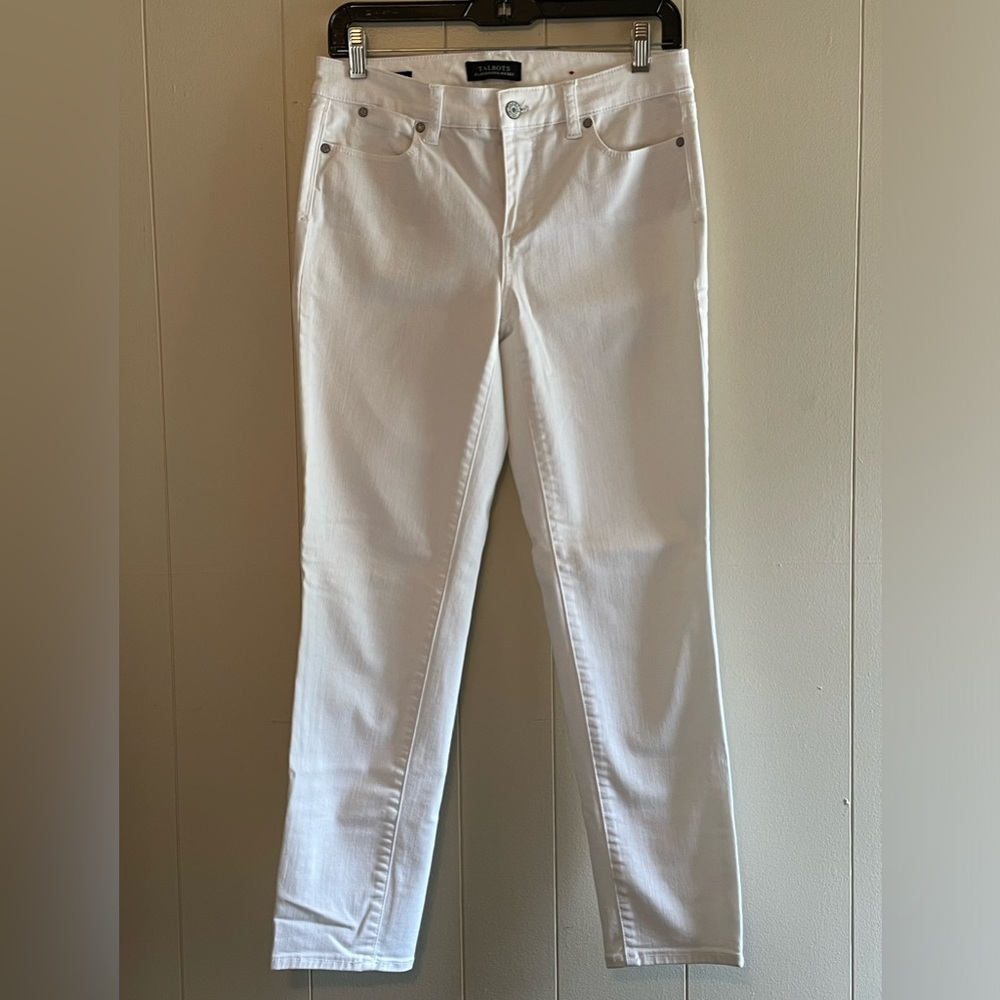 Talbots White Mid-Rise Ankle Length Slim Jeans